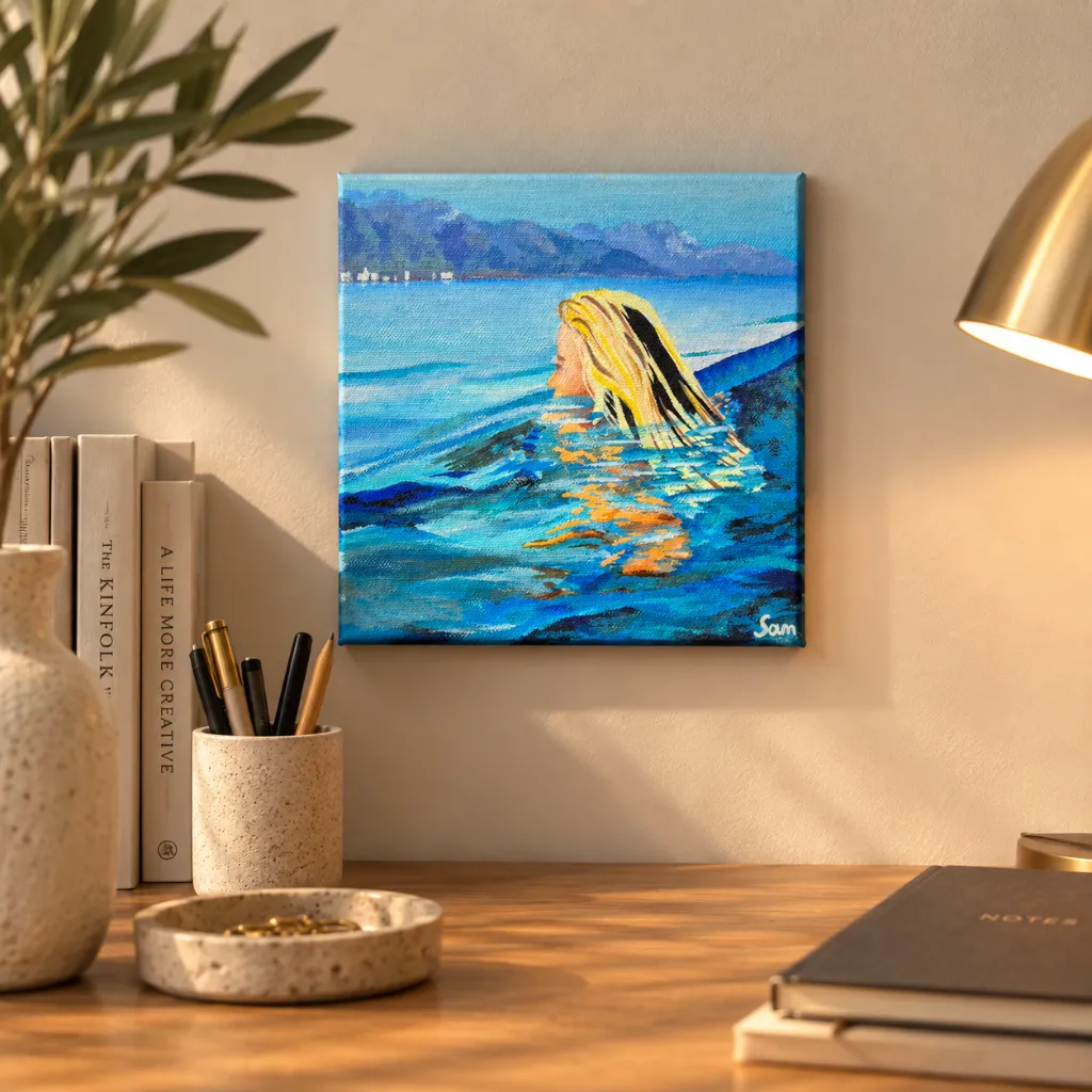 peinture sandra theys - femme lac solo afterwork.webp