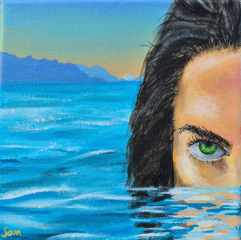 [Femme dans l'eau qui a l'oeil déterminé] Détermination